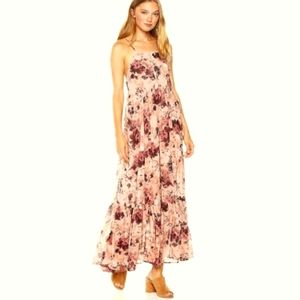 MODCLOTH corset-side floral ruffled maxi dress
